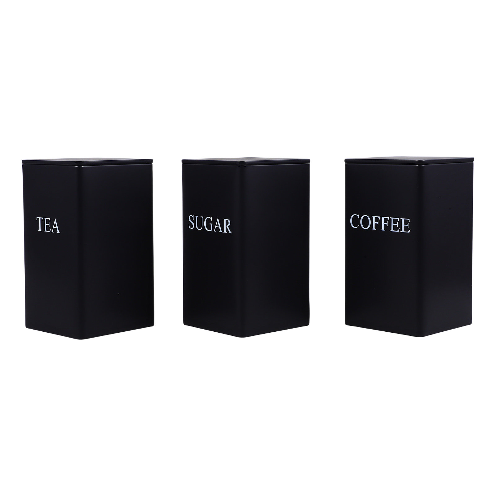 Coffee Tea Organizer - 3-teiliges Set Luftdichte Metall-Küchenbehälter, Quadratische Kaffee-,