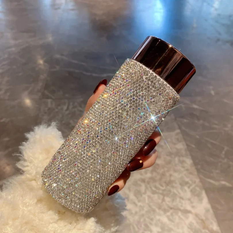 Coffee Tea Bottle - Glitzernder tragbarer Thermosbecher mit Tee-Infuser, Strass-Tumbler,