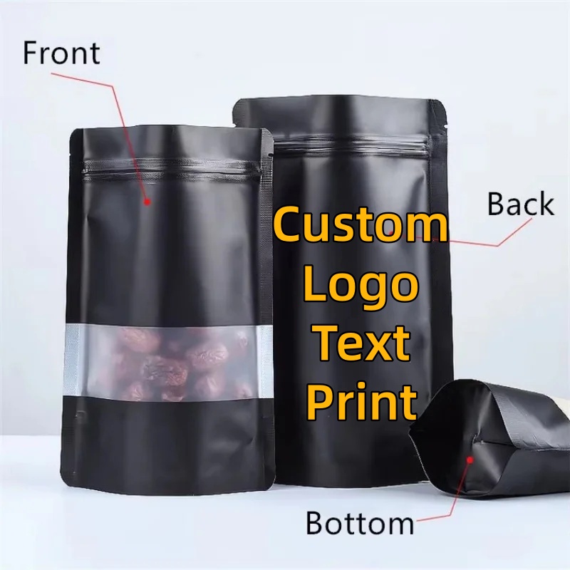Coffee Tea House - 100PCS Stand-up Matte Schwarz Aluminium Folie