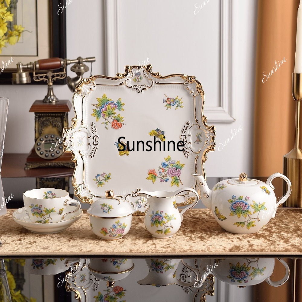 Coffee Tea Creamer - Ungarisches Blumengarten-Nachmittagstee-Set im Victoria-Stil mit Teekanne,