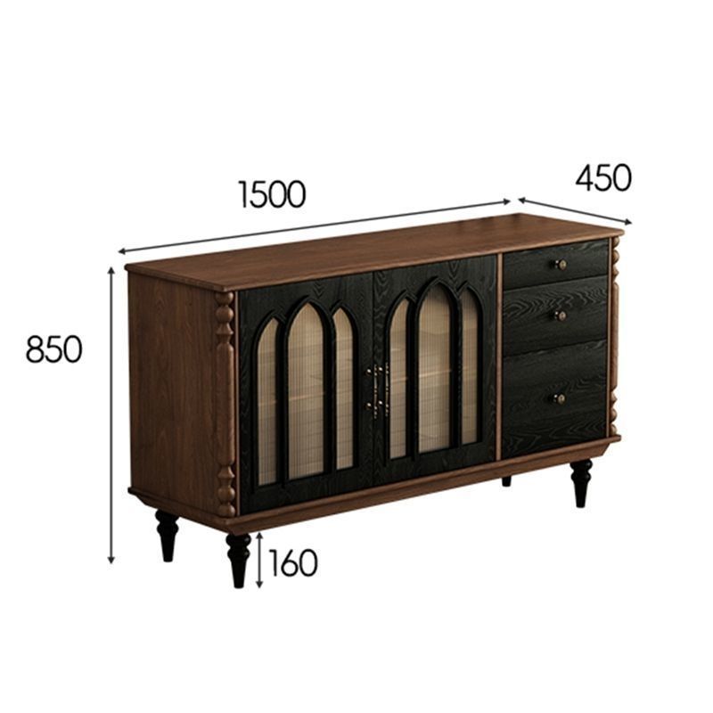 Coffee And Tea-Za - Französischer Massivholz-Esszimmerschrank, wandanliegend, Wohnzimmer-Retro-Kaffee-Tee-Weinschrank, Küchenschrank