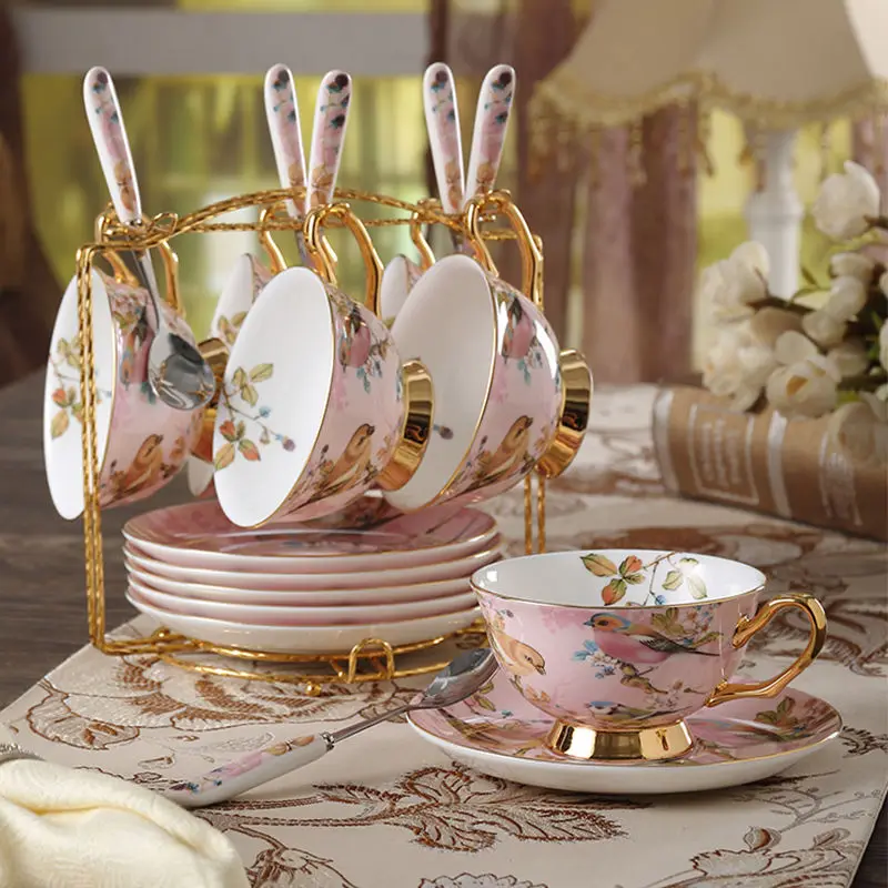 Coffee Tea Creamer - Knochen china Kaffee Tasse Set Rosa