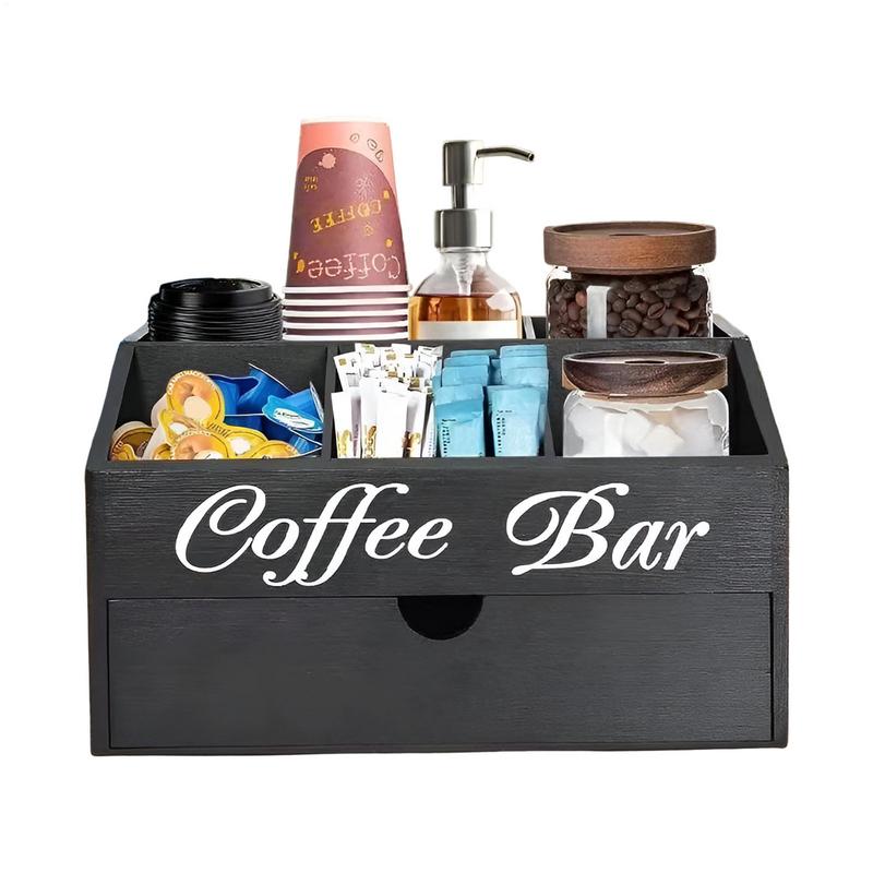 Coffee Tea Station - Kaffee-Tee-Halter, Korb, Arbeitsplatte, Holzkorb, Halter, Kaffeestation,