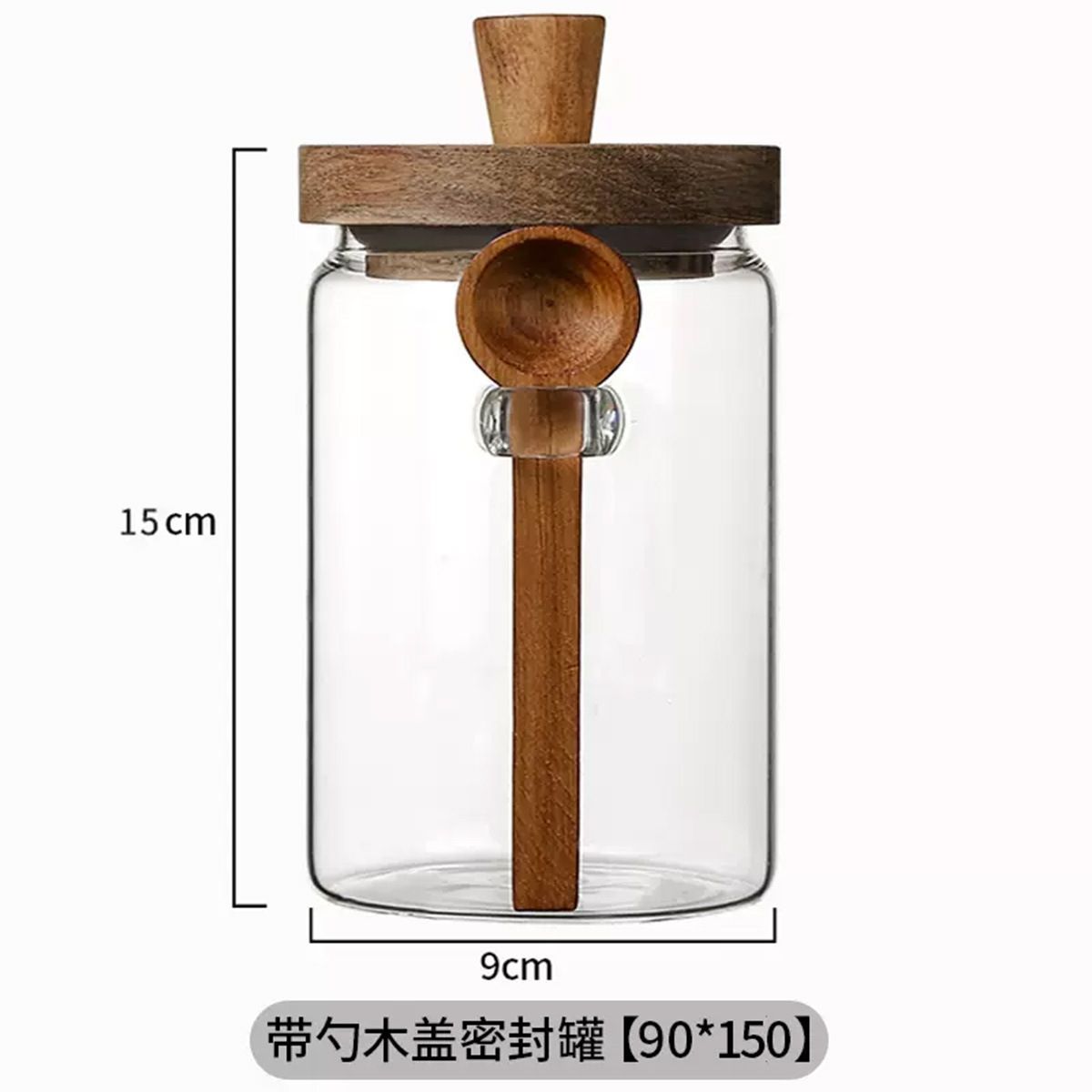 Coffee Tea And Sugar Canister Set - Glas-Vorratsdose mit luftdichtem Holzdeckel und Löffel,