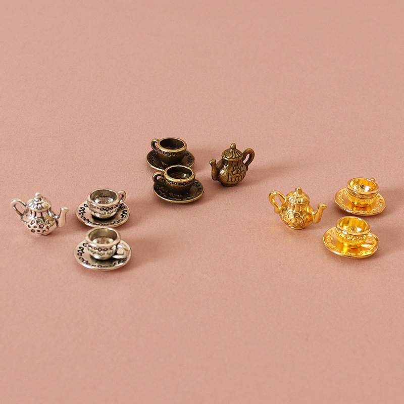 Coffee Tea House - Puppenhaus Mini Metall Teetasse und Teekanne
