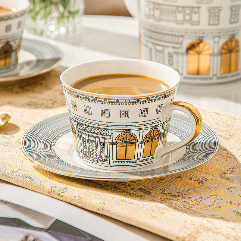 Coffee Tea Game - Architekturbecher und Untertasse, Kaffeetasse, europäischer Luxus,