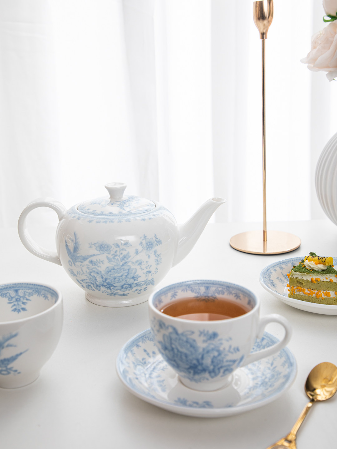 Retro-Set aus blauem Pfingstro – Coffee Tea House Bewertung und Preis