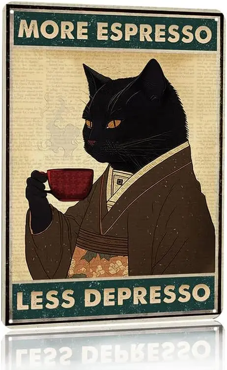 Vintage Schwarze Katze Kaffee- – Coffee Tea Poster Bewertung und Preis
